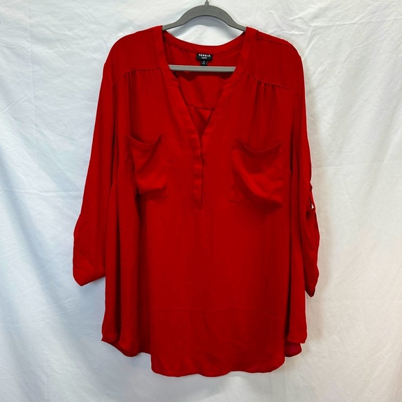 Torrid Harper 3/4 Sleeve Blouse Top Red Size 4X - Picture 1 of 9